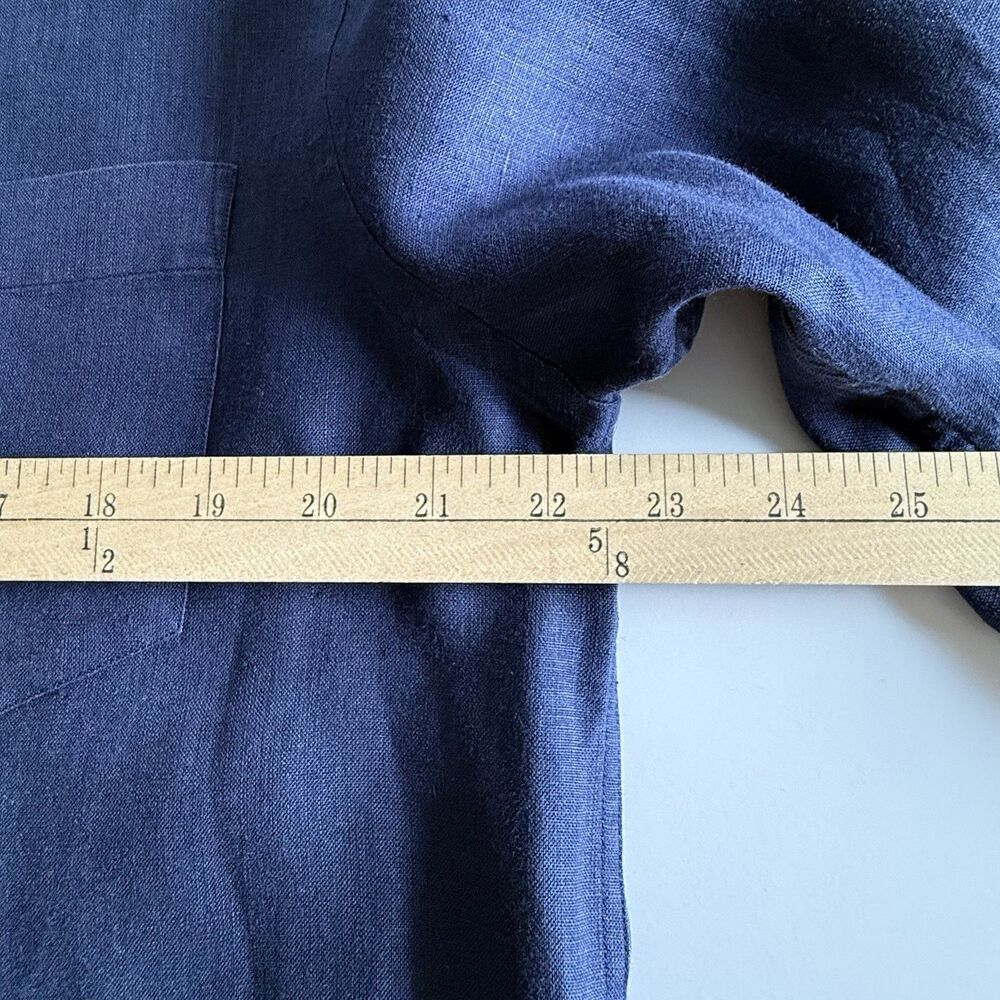 Vilebrequin Button-Up Long Sleeve Shirt Men's Large Blue Linen Coastal Tropical - Picture 12 of 16